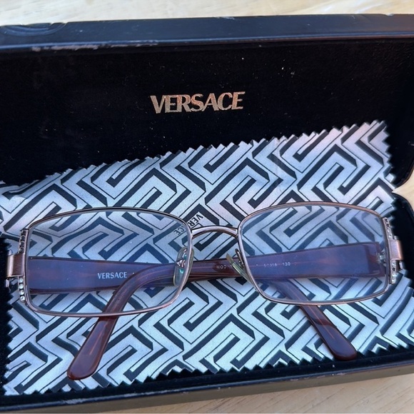 Versace Amber Eyeglasses with Silver Accents